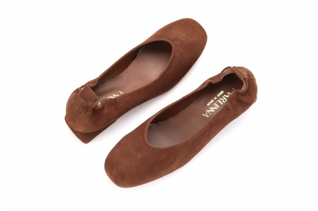 Ballerines petit talon en daim - Marron - Lince