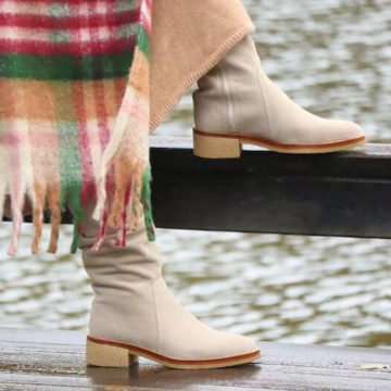 Bottes à talon en cuir suèdé - Beige - El naturalista