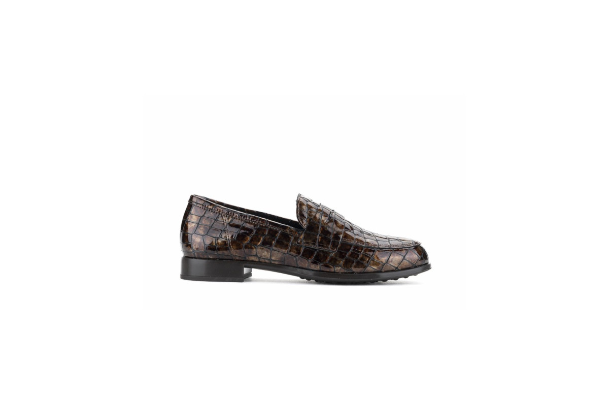 Mocassins en cuir effet croco - Marron - Lince