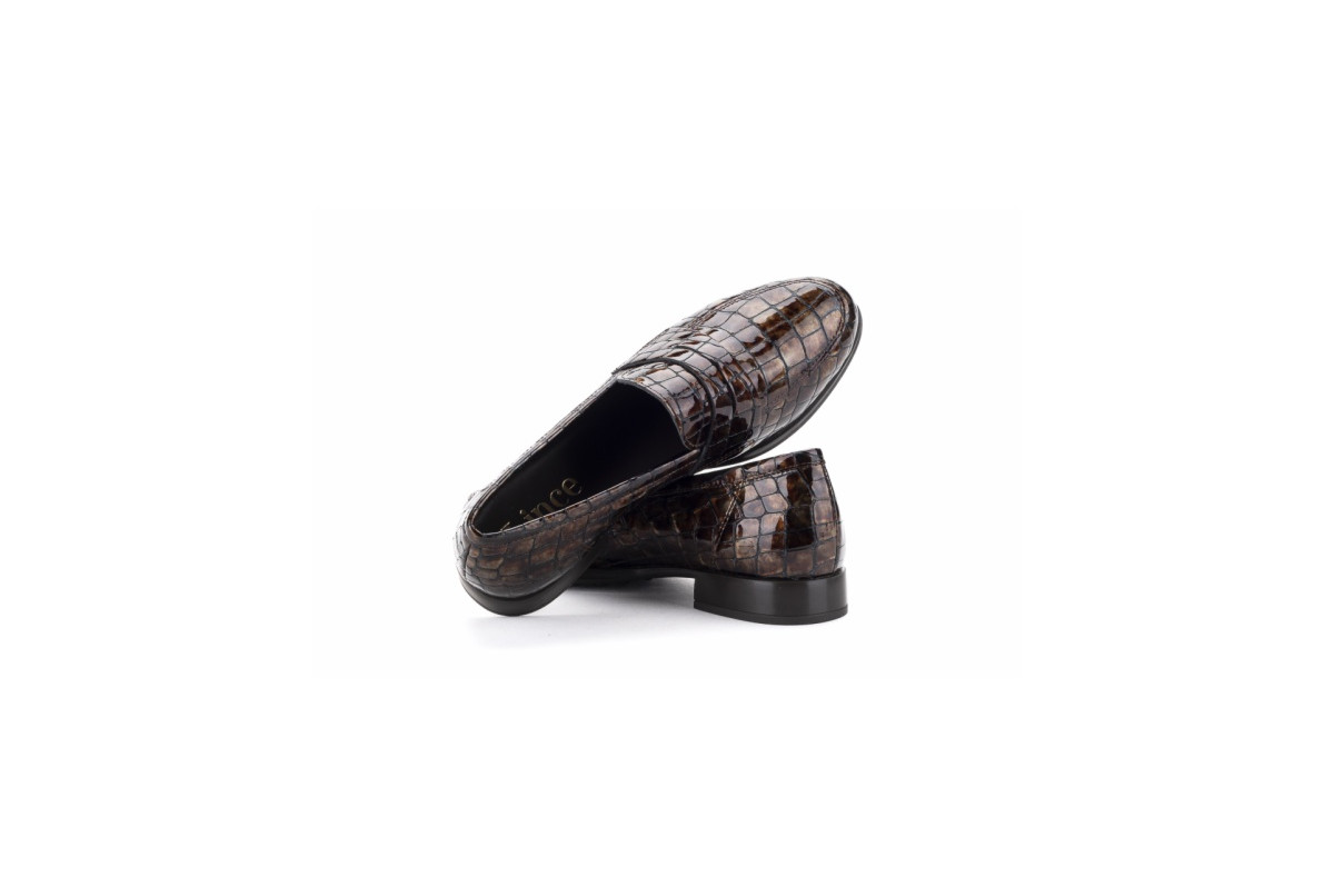 Mocassins en cuir effet croco - Marron - Lince