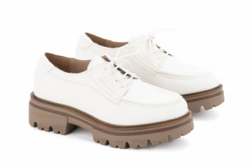 Derbies femme en cuir à plateforme - Blanc - Lince