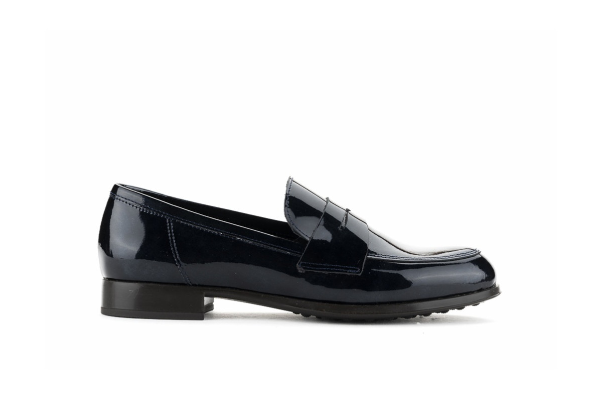 Mocassins en cuir verni - Bleu Marine - Lince