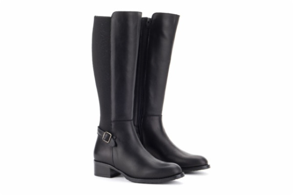 Bottes en cuir style cavalières - Noir - Lince