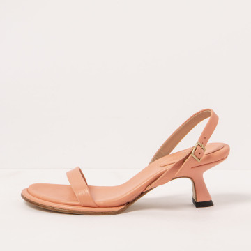 Sandales en cuir à petit talon entonnoir - Rose - Neosens