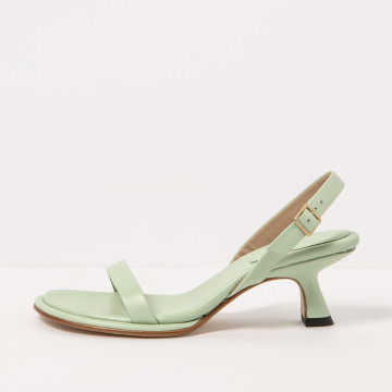 Sandales en cuir à petit talon entonnoir - Vert - Neosens