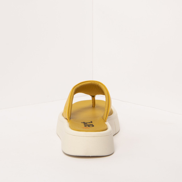 Tongs en cuir plateforme - Jaune - art