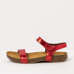 Sandales plates en cuir mat à semelles recyclées - Rouge - art