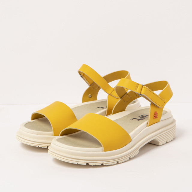 Sandales en cuir et semelle ultra confort - Jaune - art