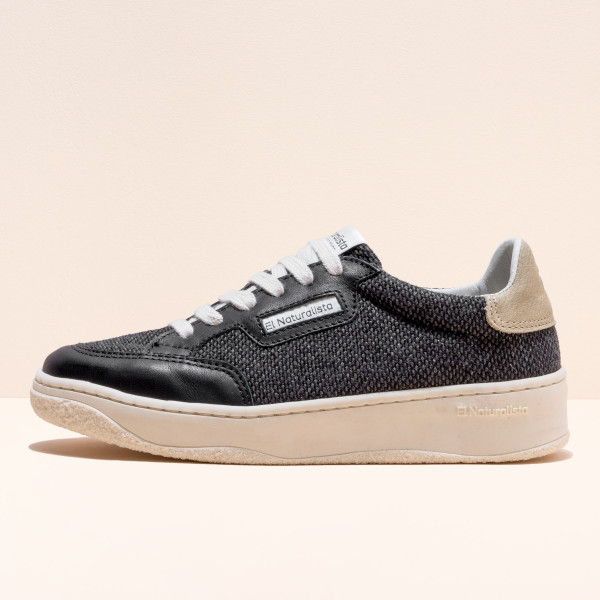 Sneakers en cuir et textile - Noir - El naturalista