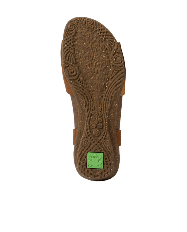 Sandales confortables plates en cuir et daim - Marron - El naturalista