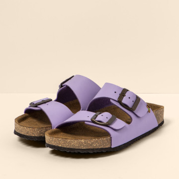 Mules à brides en cuir à tannage végétal - Violet - El naturalista