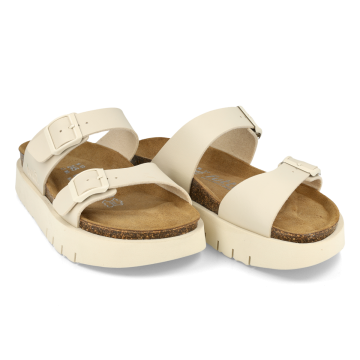 Mules double boucles semelle plateforme - Beige - Futti