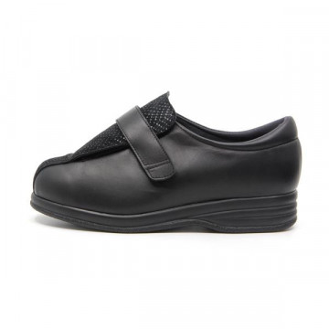 Chaussures pieds larges ajustables en cuir - Noir - Mabel Shoes