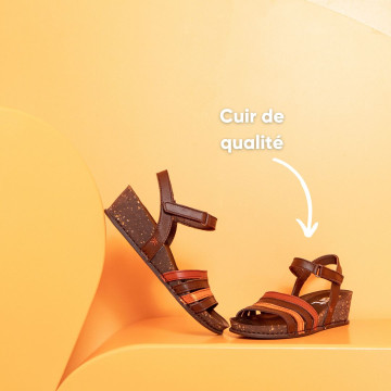 Sandales compensées graphiques à talon moucheté - Orange - art