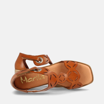 Sandales confortables à talon à bride stylisée - Marron - Marila