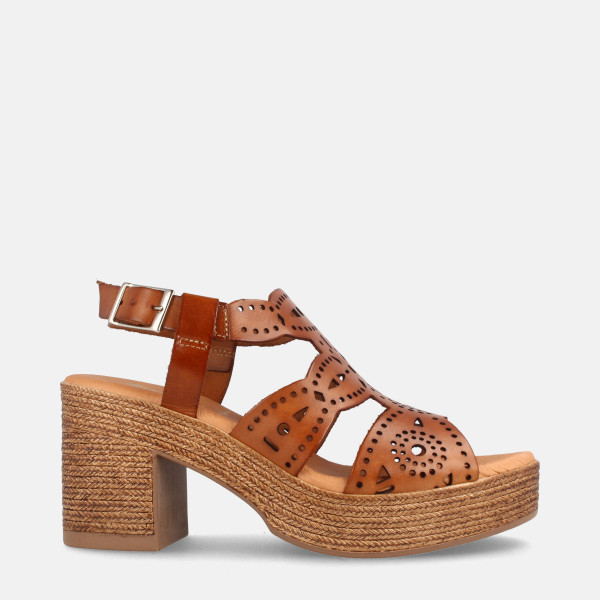 Sandales confortables à talon motifs - Marron - Marila