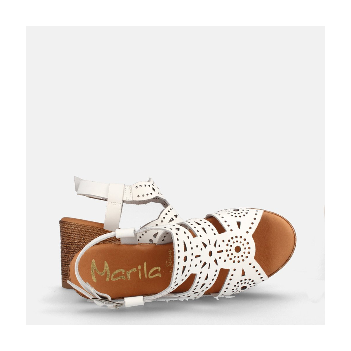 Sandales confortables à talon motifs - Blanc - Marila