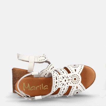 Sandales confortables à talon motifs - Blanc - Marila