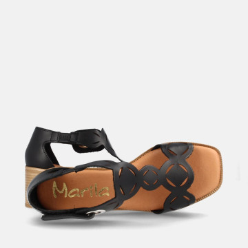 Sandales confortables à talon à bride stylisée - Noir - Marila