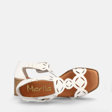 Sandales confortables à talon à bride stylisée - Blanc - Marila