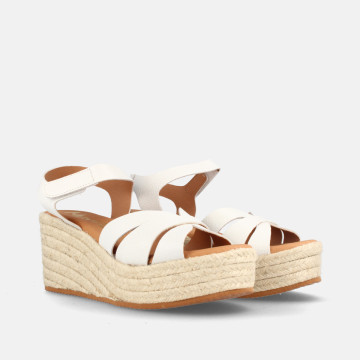 Sandales confortables compensées croisées - Blanc - Marila