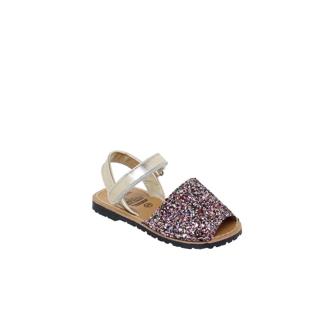 Minorquines en cuir pailleté enfant - Multicolore - Seva Calzados