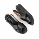 Sandales confortables compensées à brides croisées en daim - Noir - Lince