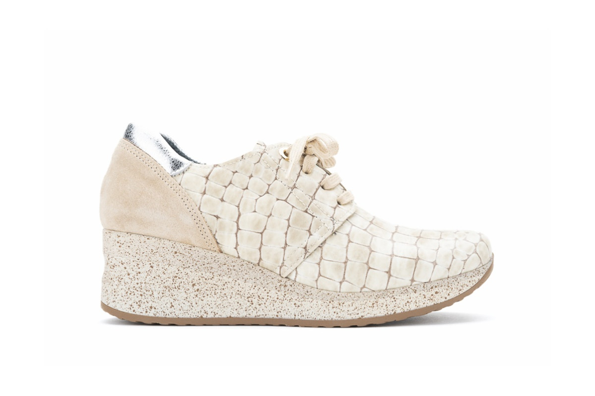 Baskets confortables en cuir à plateforme - Beige - Lince