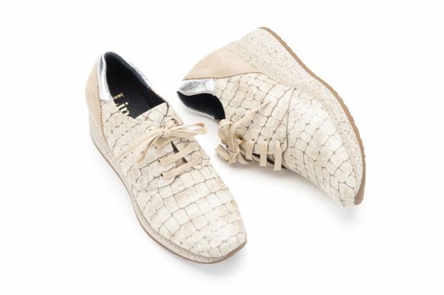 Baskets confortables en cuir à plateforme - Beige - Lince