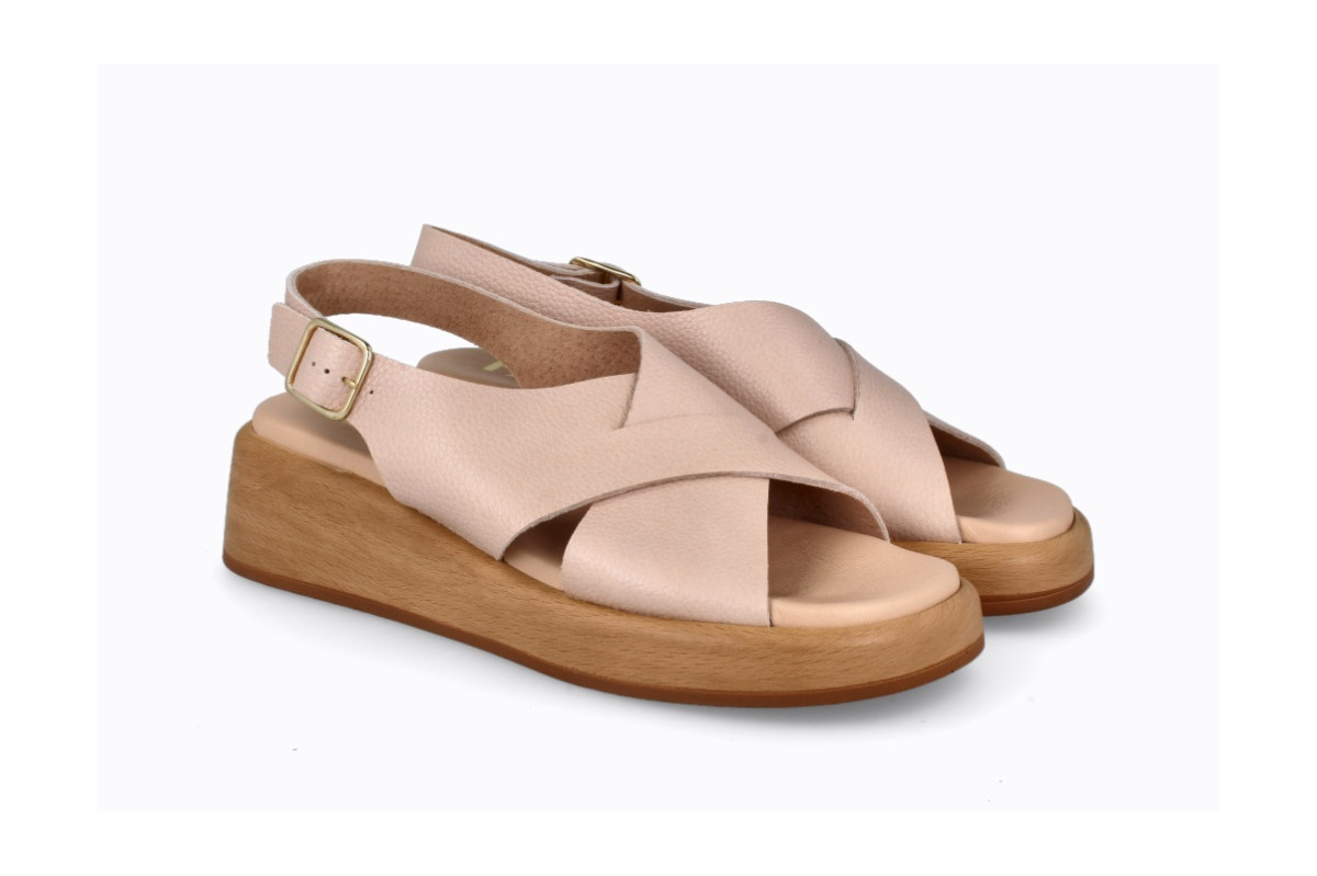 Sandales confortables compensées ultra confortable - Rose - Lince