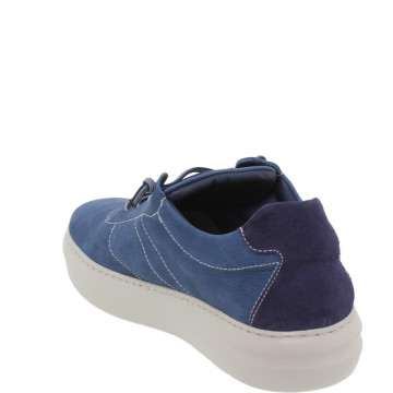 Baskets confortables homme en cuir - Bleu - Seva Calzados