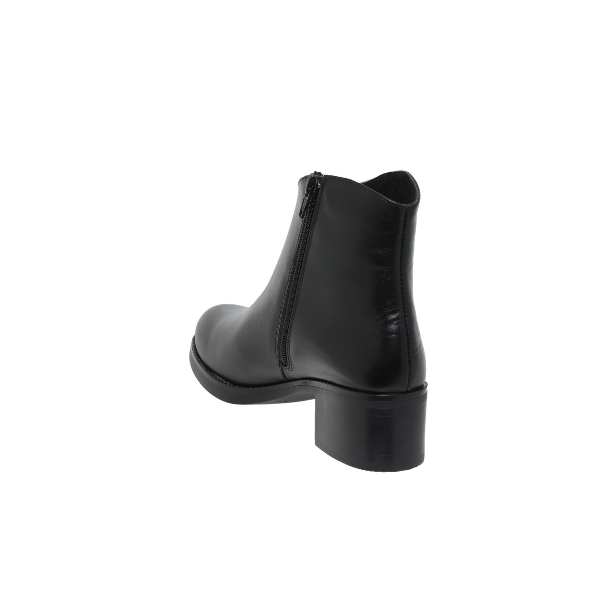 Bottines confortables en cuir talon bottier - Noir - Seva Calzados