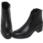 Bottines confortables en cuir talon bottier - Noir - Seva Calzados