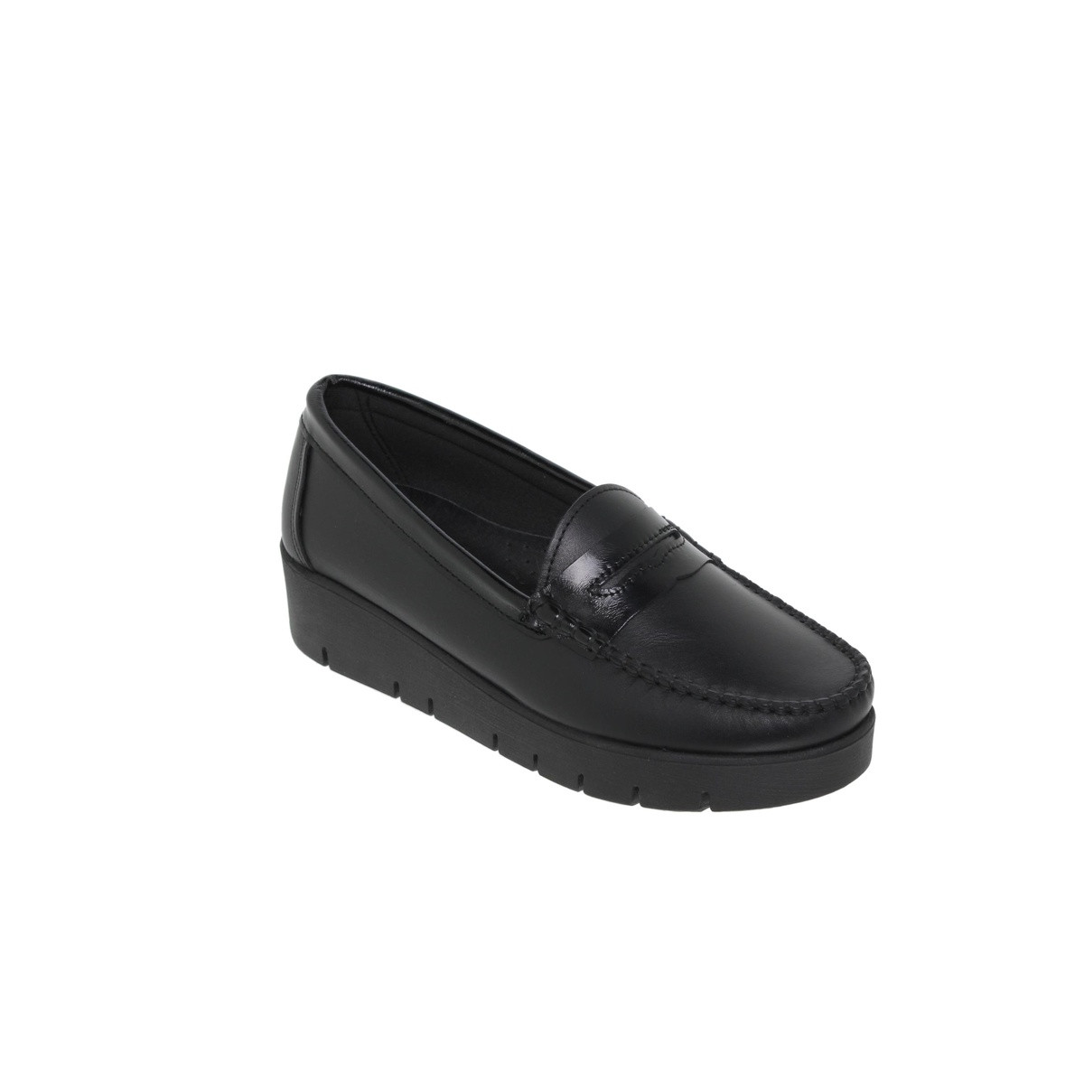 Mocassins confortables femme en cuir - Noir - Seva Calzados