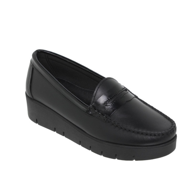 Mocassins confortables femme en cuir - Noir - Seva Calzados