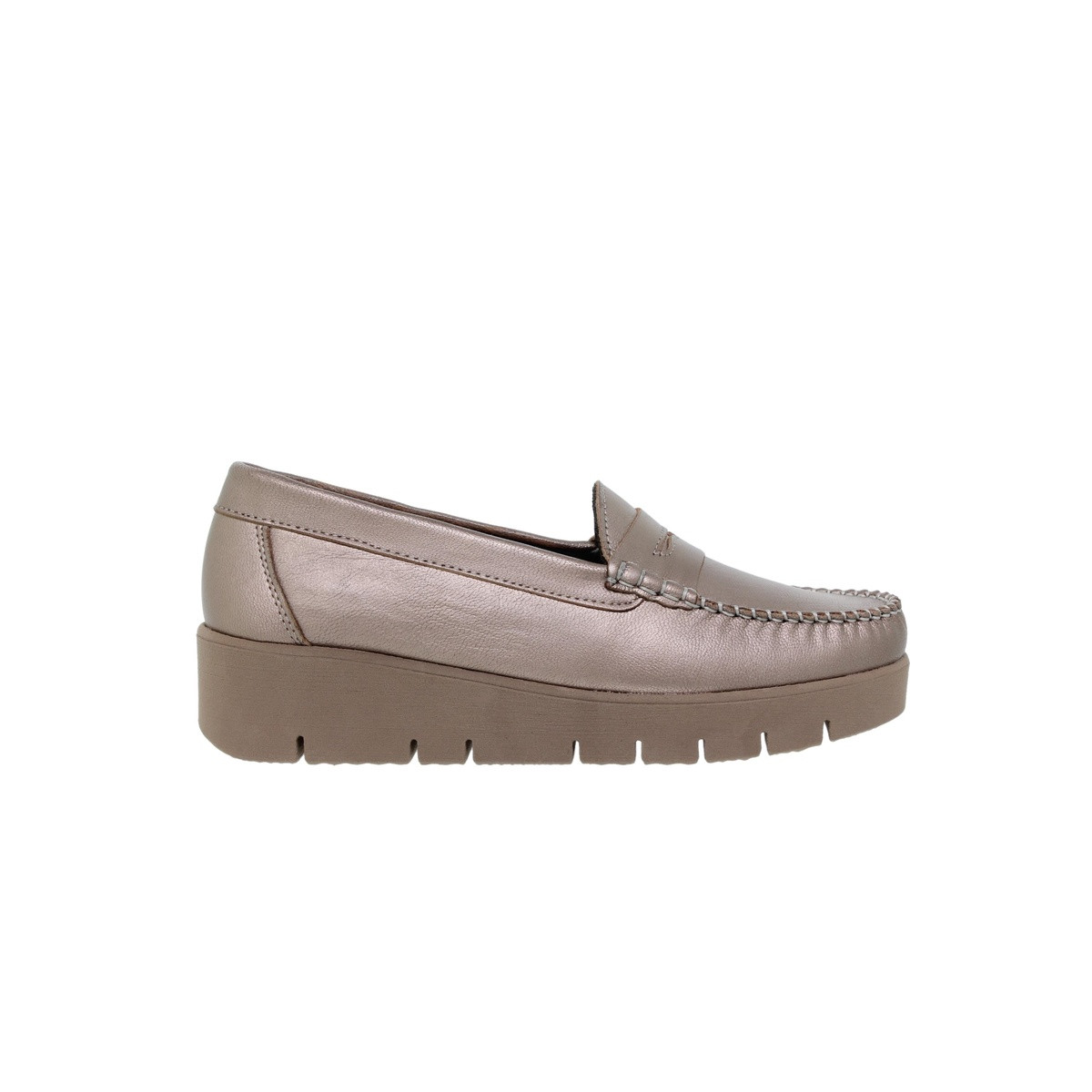 Mocassins confortables femme en cuir - Beige - Seva Calzados