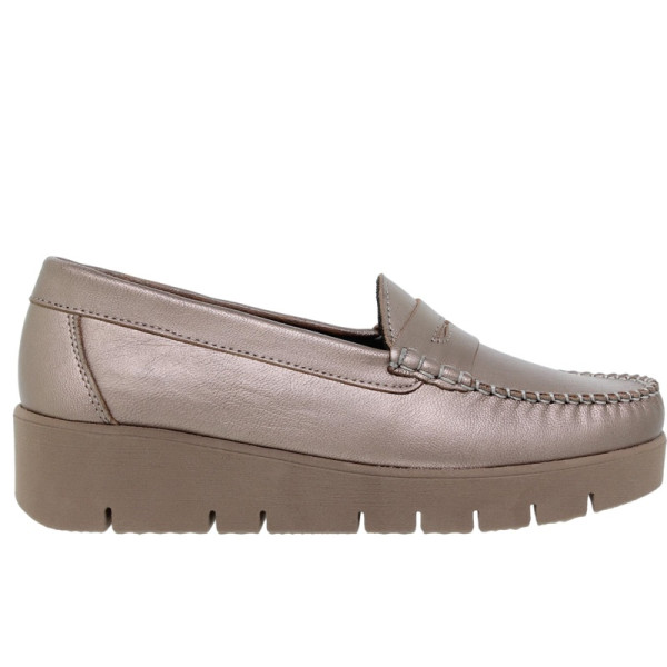 Mocassins confortables femme en cuir - Beige - Seva Calzados