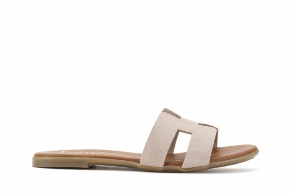 Mules plates en daim - Beige - Lince