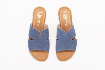 Mules plates en daim - Bleu - Lince