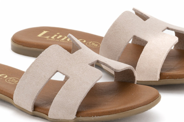 Mules plates en daim - Beige - Lince