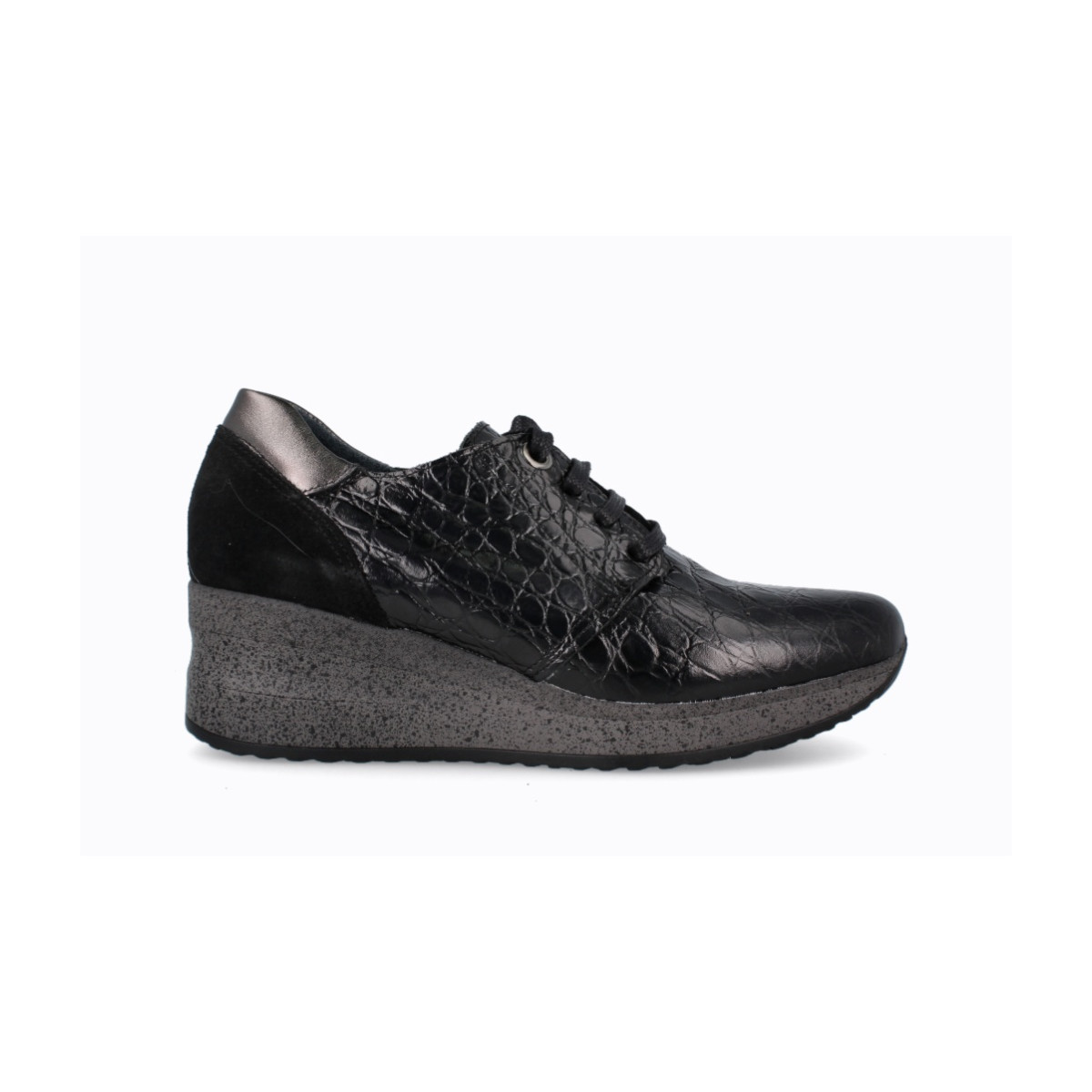 Baskets confortables en cuir à plateforme - Noir - Lince