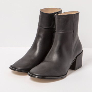 Bottines en cuir à talon bottier - Marron - Neosens