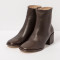 Bottines en cuir à talon bottier - Marron - Neosens