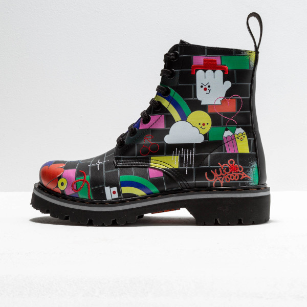 Bottines à lacets style rangers - Multicolore - art