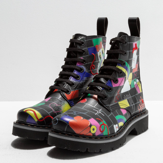 Bottines à lacets style rangers - Multicolore - art