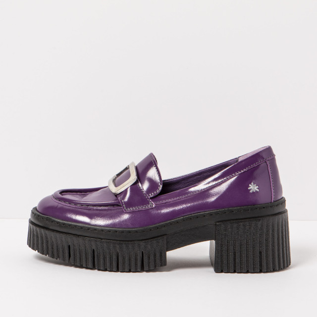 Mocassins en cuir verni à talon - Violet - art