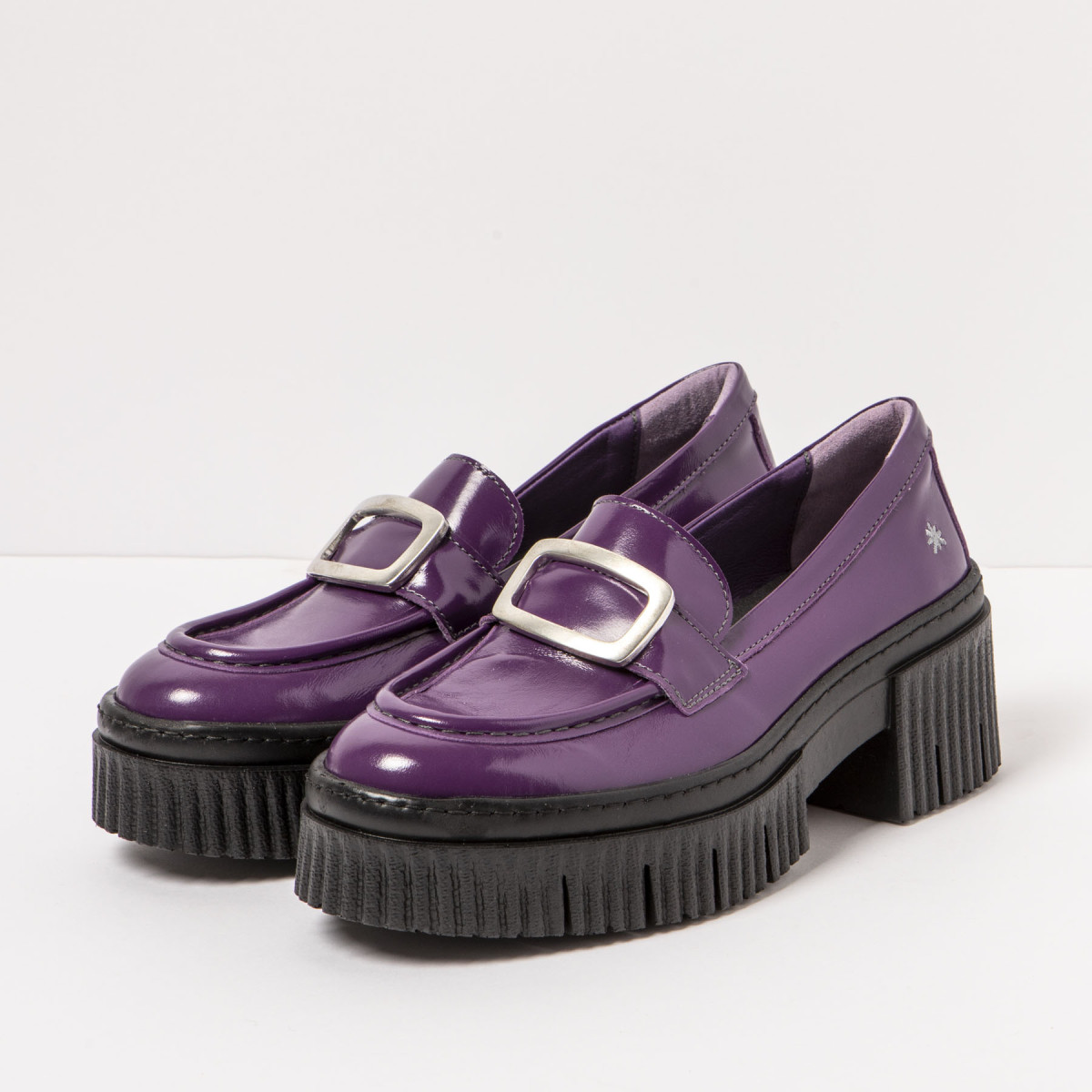 Mocassins en cuir verni à talon - Violet - art