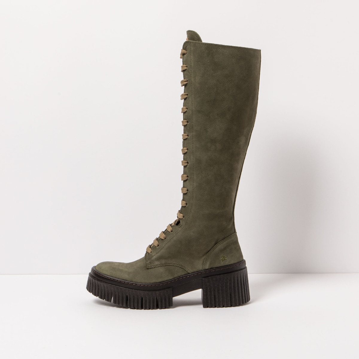 Bottes à talon en cuir suédé style cavalières - Vert - art