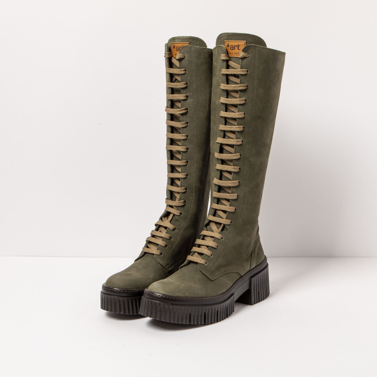 Bottes à talon en cuir suédé style cavalières - Vert - art