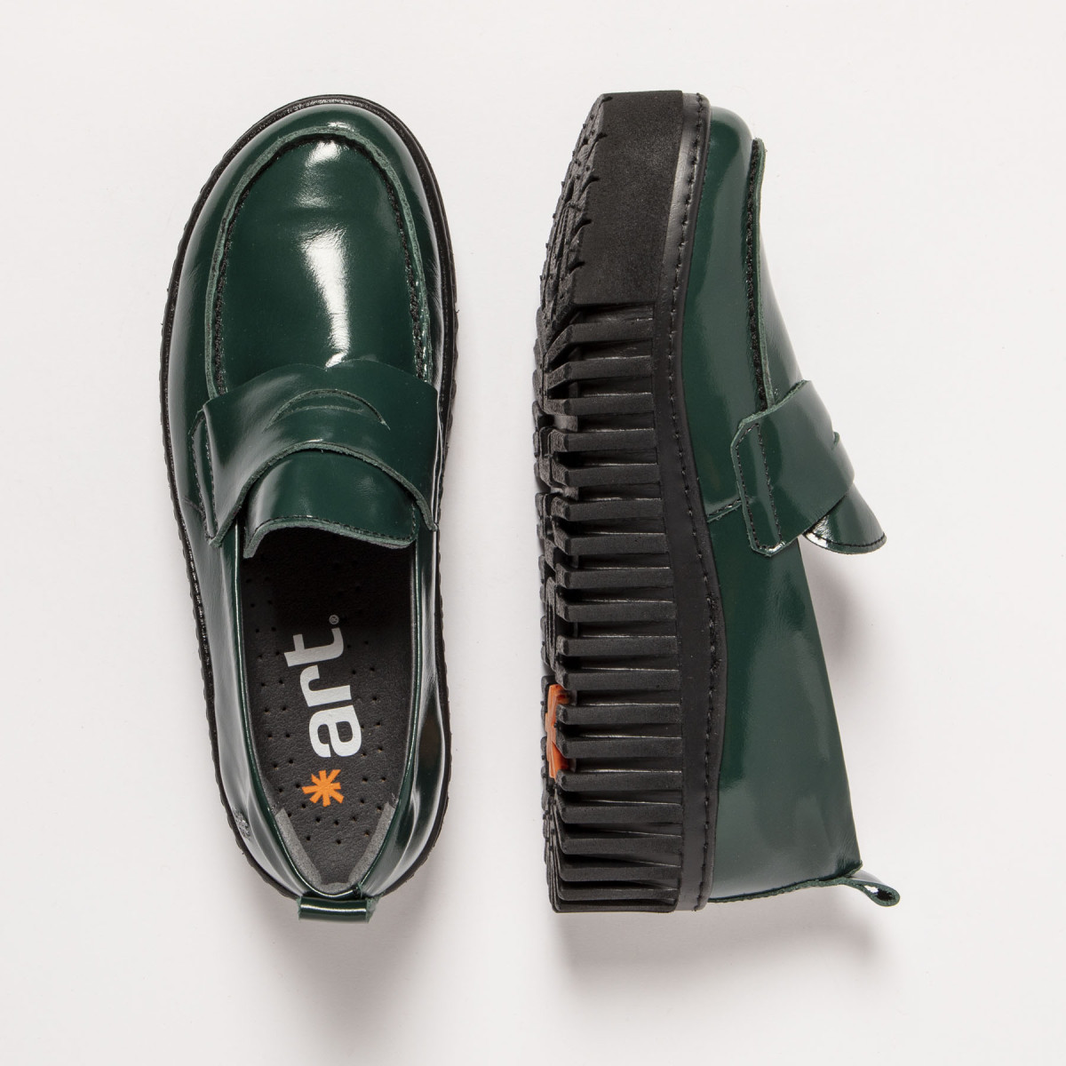 Mocassins plateforme en cuir - Vert - art